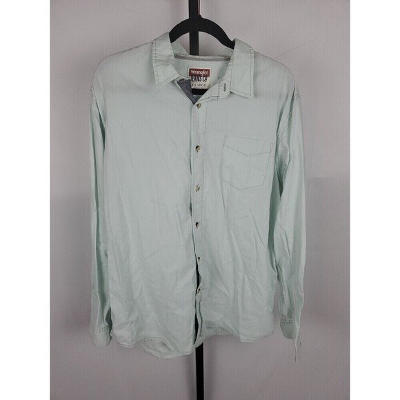 Wrangler Light Green Men's Long Sleeve Shirt Cotton Men XL Cotton - Picture 1 of 10